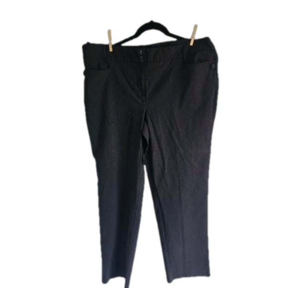 Lane Bryant Pinstripe Black Stretch Straight Leg Trousers Size 18 - Picture 1 of 7